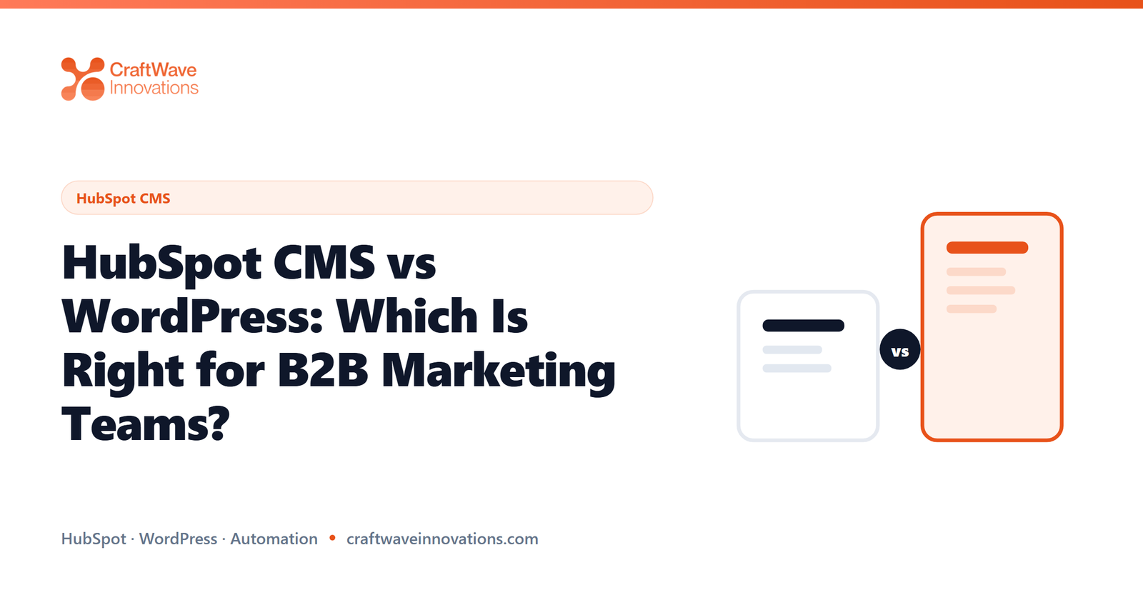 CraftWave Innovations guide comparing HubSpot CMS vs WordPress for B2B marketing teams